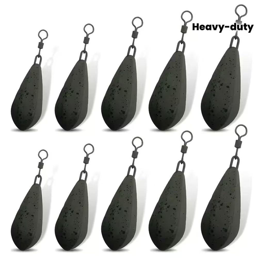 Freshwater Line - 4個セットの頑丈な鯉釣り用ウェイト（ロングリーダーライン付き）- 1.5オンス/2オンス/2.5オンス/3オンス/3.5オンス（42-99グラム）- バス、トラウト、ナマズに適した重い鉛ウェイト - 淡水および海水釣りに適しています