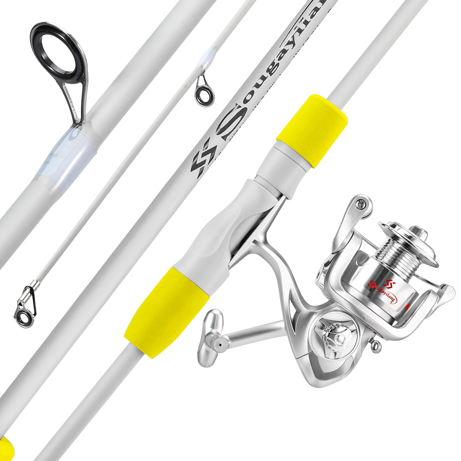 Fishing Line Spooler - ソウゲイラン 2セクション スピニングフィッシングロッドとフィッシングリールコンボ 1.8/2.1m カーボンファイバーフィッシングポール 5.2:1