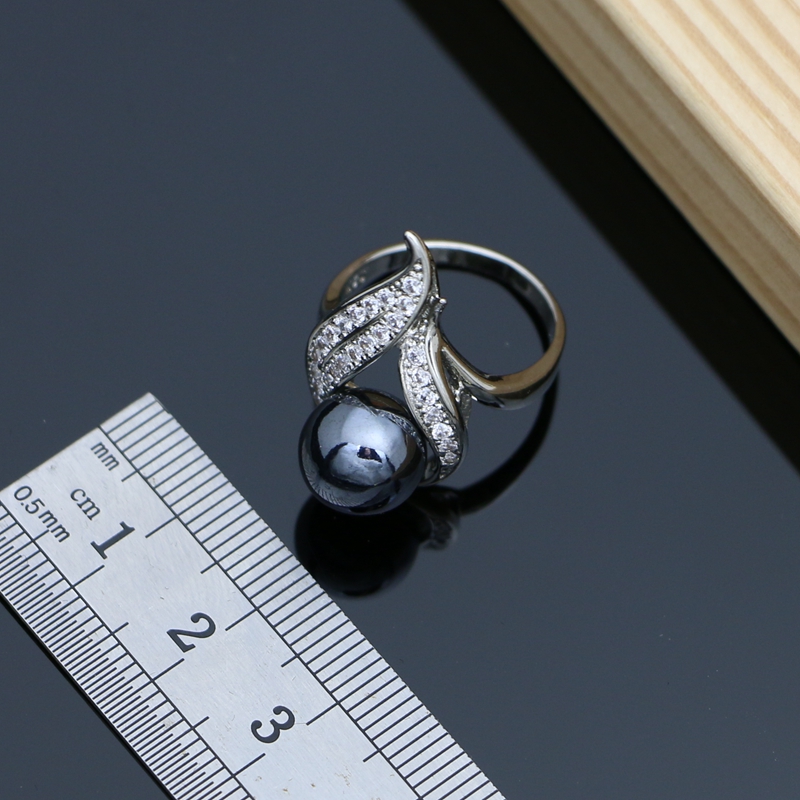 ブラックパール925シルバージュエリーセット女性用高級パール - Freshwater Line のレビューと価格