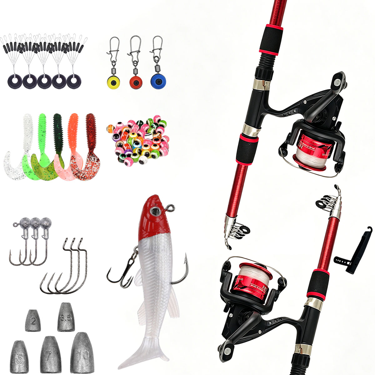 スピニング釣り竿とリールコンボセット1.8M伸縮式ロッド、5 - Fishing Line Spooler のレビューと価格